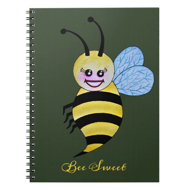 Cuaderno Abeja Cuidada De Acuarela Con Sonrisa Feliz (Frente)