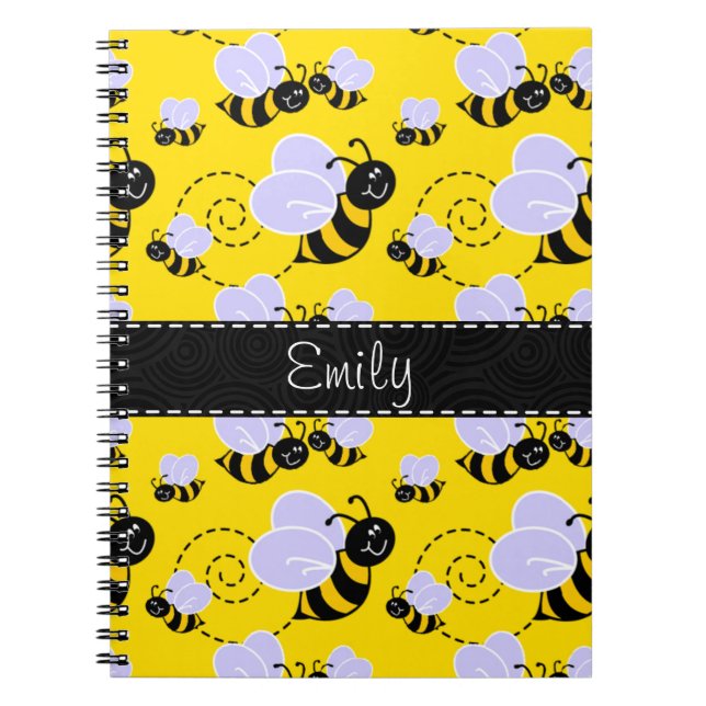 Cuaderno Abeja de burbujas amarilla y negra (Frente)