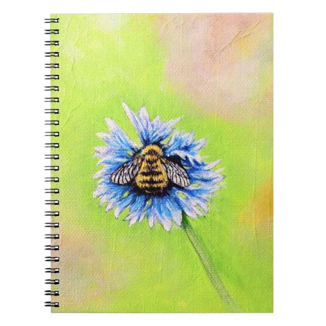 Cuaderno Abeja de burbujas en pintura de flores (Frente)