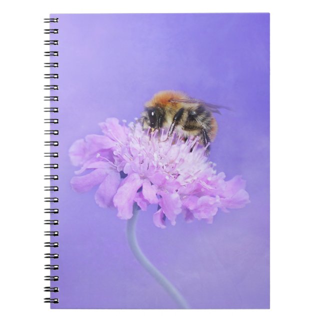 Cuaderno Abeja de burbujas encaramada en una flor rosa (Frente)