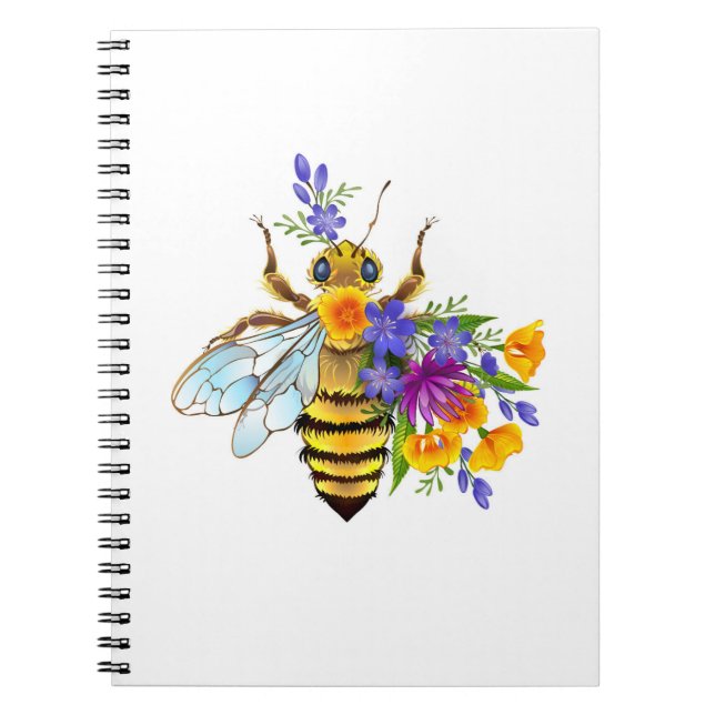 Cuaderno Abeja de flor con plantas silvestres (Frente)