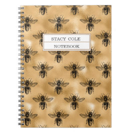 Cuaderno Abeja de Honeycomb marrón y negro de época persona