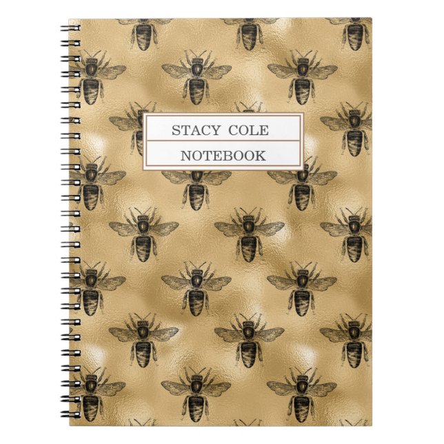 Cuaderno Abeja de Honeycomb marrón y negro de época persona (Frente)
