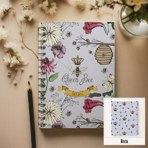 Cuaderno Abeja de la Reina Floral y lavanda de la Corona