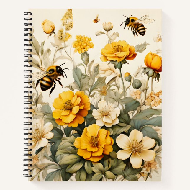 Cuaderno Abeja de miel cosecha en botánicos (Anverso)