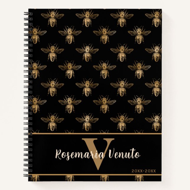Cuaderno Abeja de miel negra y oro (Anverso)