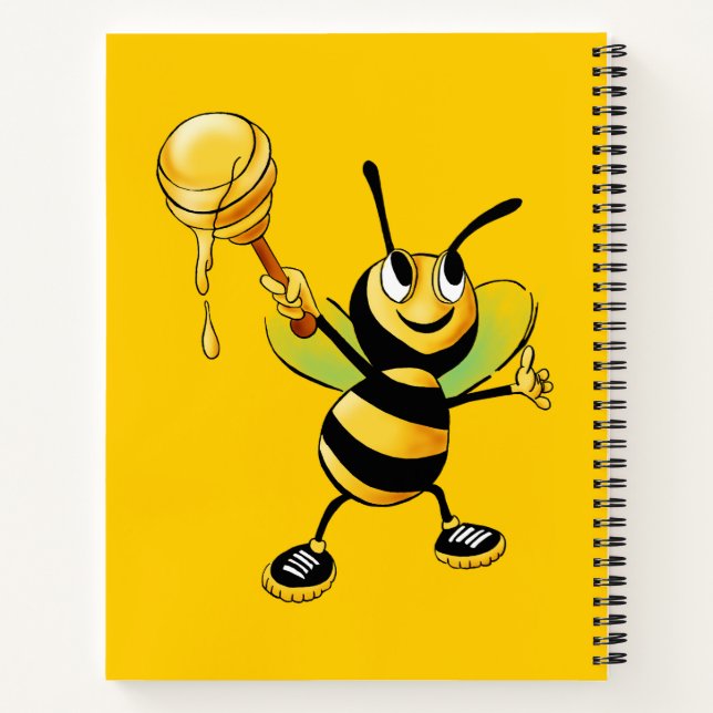 Cuaderno Abeja Divertida Con Cuchara De Miel Que Lleva Zapa (Reverso)