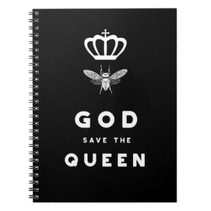 Cuaderno Abeja divertida. God Save the Queen. Humor Nerdy
