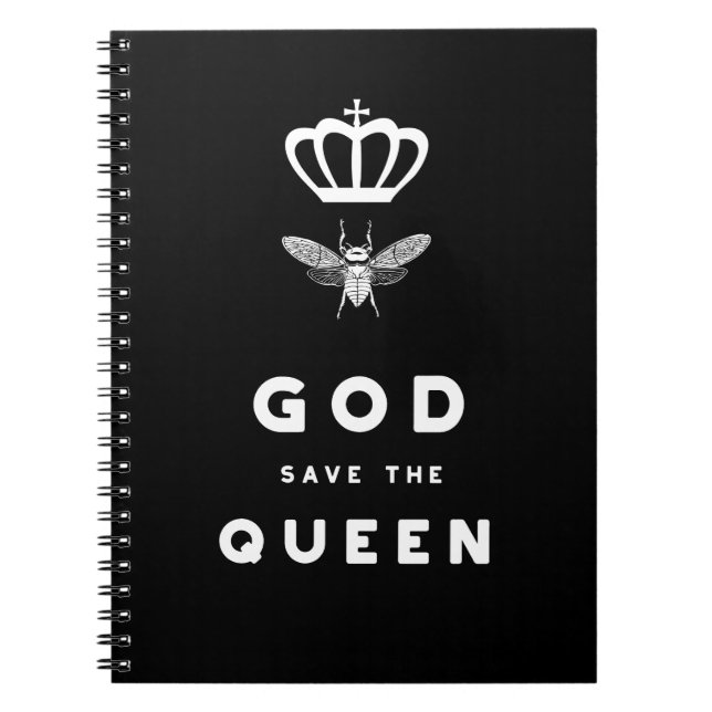 Cuaderno Abeja divertida. God Save the Queen. Humor Nerdy (Frente)