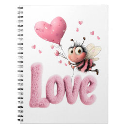 Cuaderno Abeja Linda Corazón Rosa Esponjoso Globo de Amor