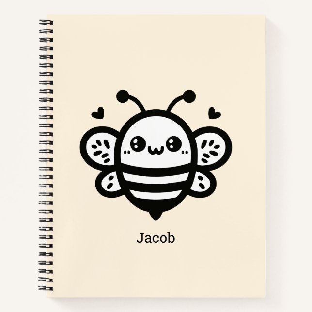 Cuaderno Abeja Melífera Dulce - Arte de Línea de Guardería  (Anverso)