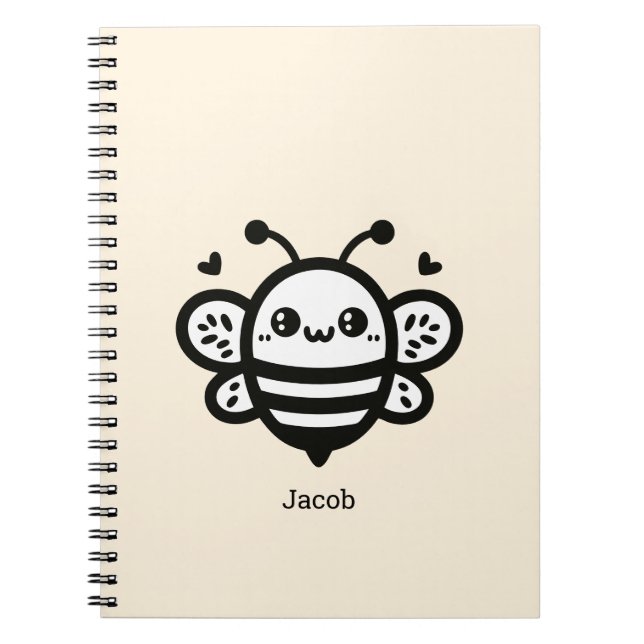Cuaderno Abeja Melífera Dulce - Arte de Línea de Guardería  (Frente)