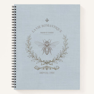 Cuaderno Abeja Miel Azul Francés Vintage Campo Francés