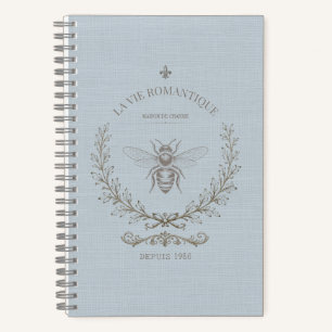 Cuaderno Abeja Miel Azul Francés Vintage Campo Francés