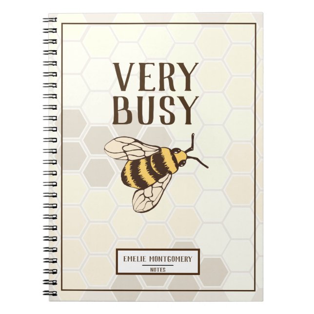 Cuaderno Abeja muy ocupada y nombre (Frente)