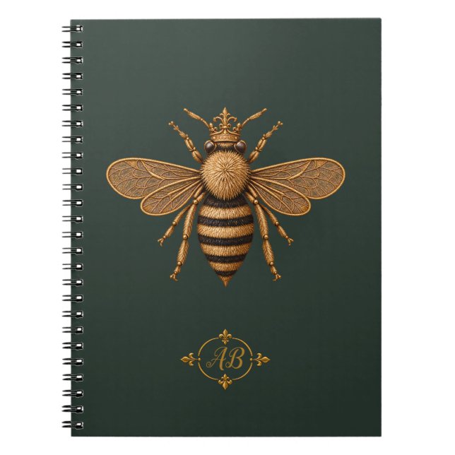 Cuaderno Abeja Real de Romance Oscuro | Verde Bosque Profun (Frente)