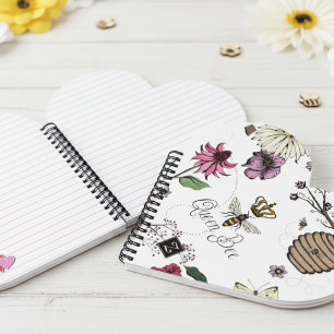 Cuaderno Abeja reina linda y flor de la corona de oro