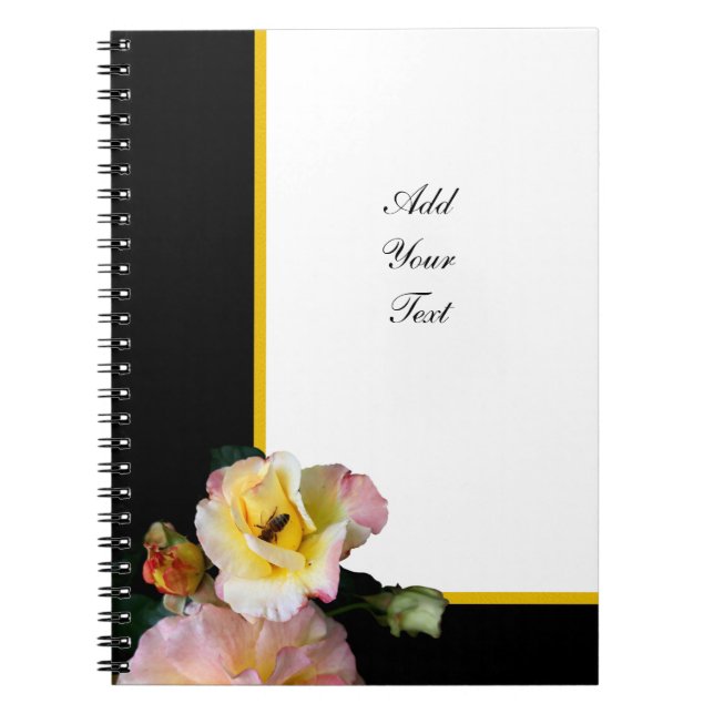 Cuaderno Abejas con flores de rosas amarillas rosas (Frente)
