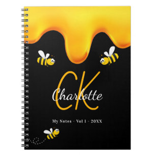 Cuaderno Abejas de burbujas miel negra goteando monograma d