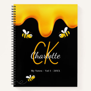 Cuaderno Abejas de burbujas miel negra goteando monograma d