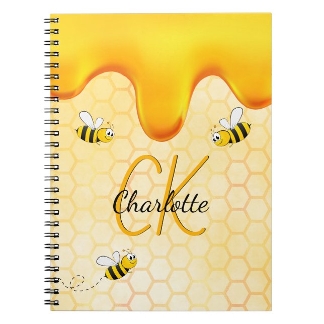 Cuaderno Abejas de burbujas panes de miel monograma de gote (Frente)