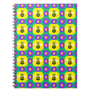 Cuaderno Abejas de Dibujos Animados y Flores