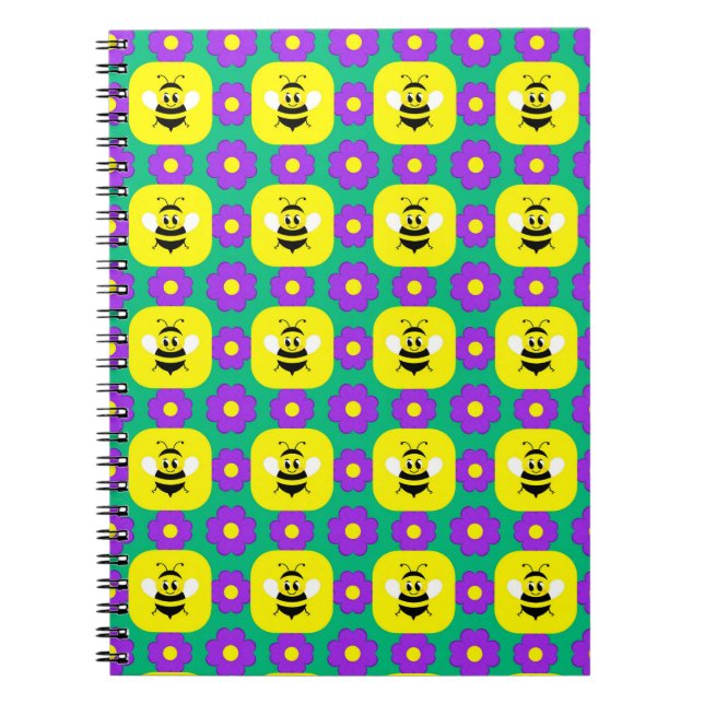 Cuaderno Abejas de Dibujos Animados y Flores (Frente)