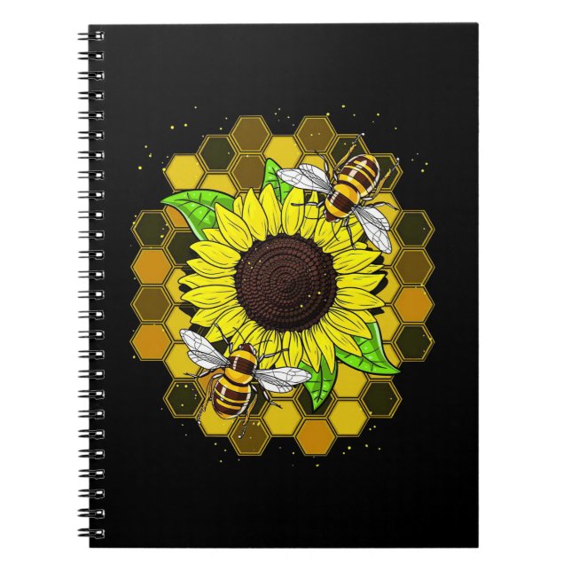 Cuaderno Abejas de girasol hippie (Frente)