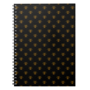 Cuaderno Abejas de lámina metálica dorada sobre negro