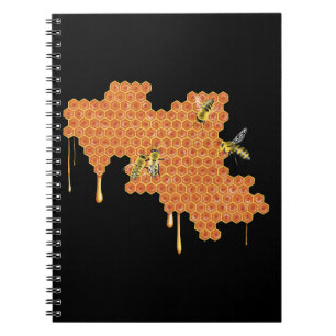 Cuaderno Abejas de miel en el panal de abeja, derramando mi
