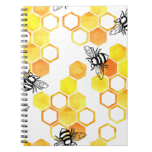Cuaderno Abejas de miel: Patrón de acuarela amarillo