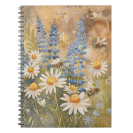 Cuaderno Abejas en un bloc de notas de flores silvestres po