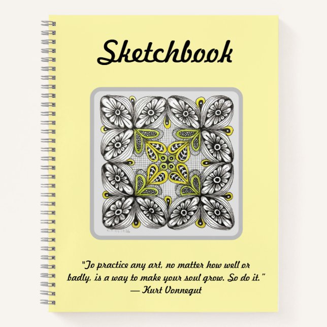 Cuaderno Abejas y flores garabato dibujado a mano (Anverso)