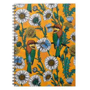 Cuaderno Abejorros, mariposas azules y margaritas sobre nar