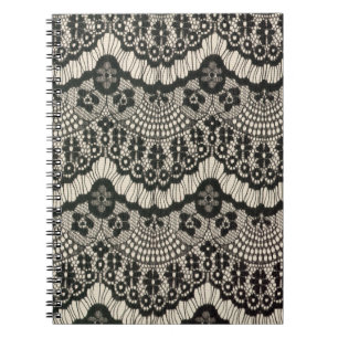 Cuaderno Abertura de encaje de tela. Ornamento floral de e