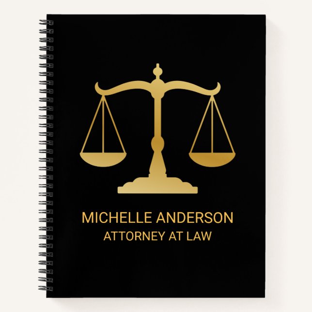 Cuaderno Abogado Profesional de Moda Negro Oro  (Anverso)