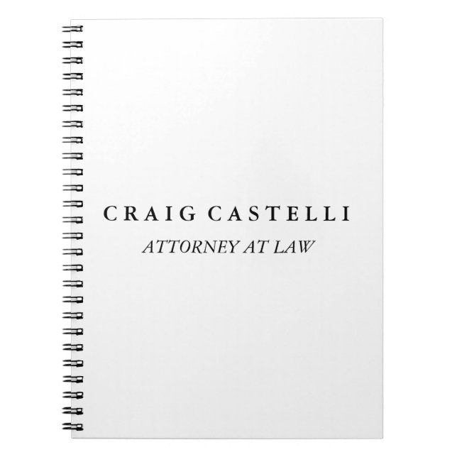 Cuaderno Abogado único Negra Negra de Negocios Blancos (Frente)