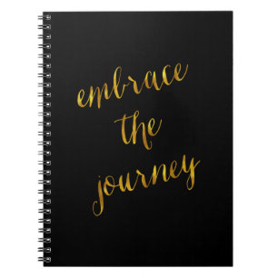Cuaderno Abrace valor del Relieve metalizado del oro de la