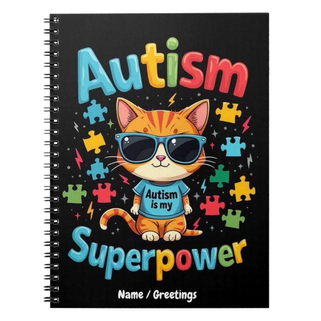 Cuaderno Abraza a Gato Amante El Autismo Es Mi Superpoder  (Frente)