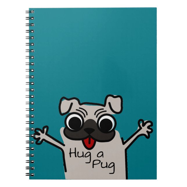 Cuaderno Abrazo lindo un pug Verde azulado (Frente)