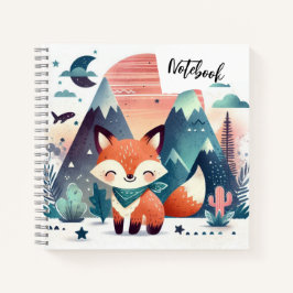 Cuaderno Abrazos al atardecer – Zorro sonriente en montañas