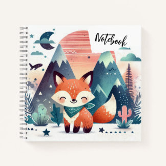 Cuaderno Abrazos al atardecer – Zorro sonriente en montañas