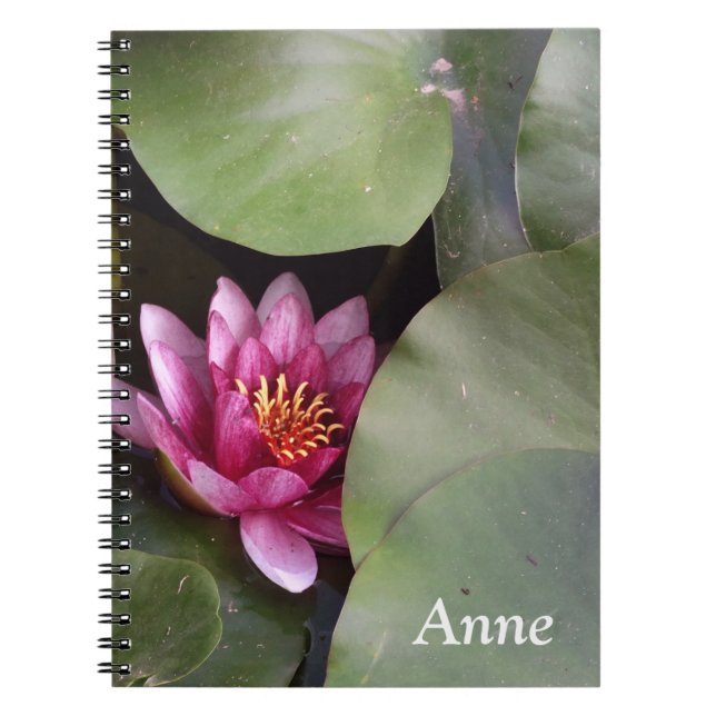Cuaderno Abrir nombre personalizado de flor de Lotus (Frente)