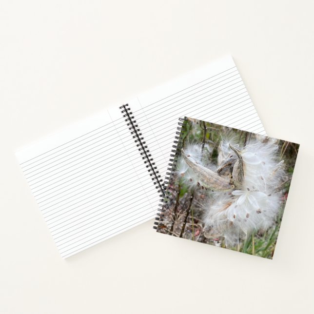 Cuaderno Abrir Pods Milkweed | Semillas con seda | (Interior)