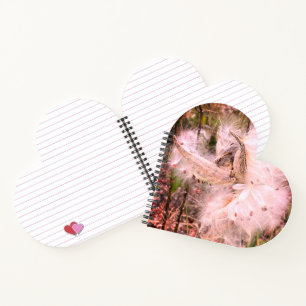 Cuaderno Abrir Pods Milkweed Semillas con seda Corazón