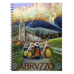 Cuaderno Abruzzo Italia Arte de Póster de Viaje Antiguo con