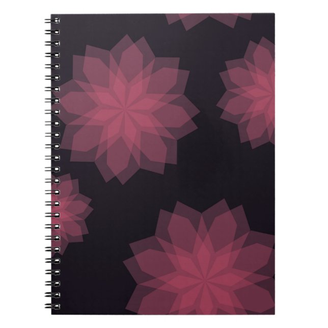 Cuaderno abstracción de flores rosadas, frescas, modernas (Frente)