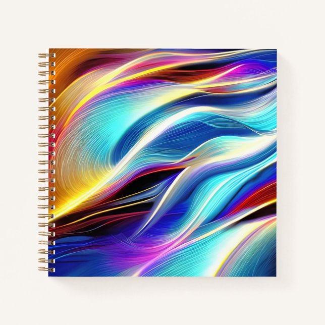Cuaderno Abstracción de la onda blanca rosa Verde azulada a (Anverso)