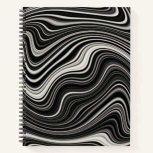 Cuaderno Abstracción de onda de cebra blanca y negra