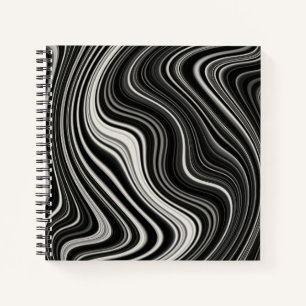 Cuaderno Abstracción de onda de cebra blanca y negra